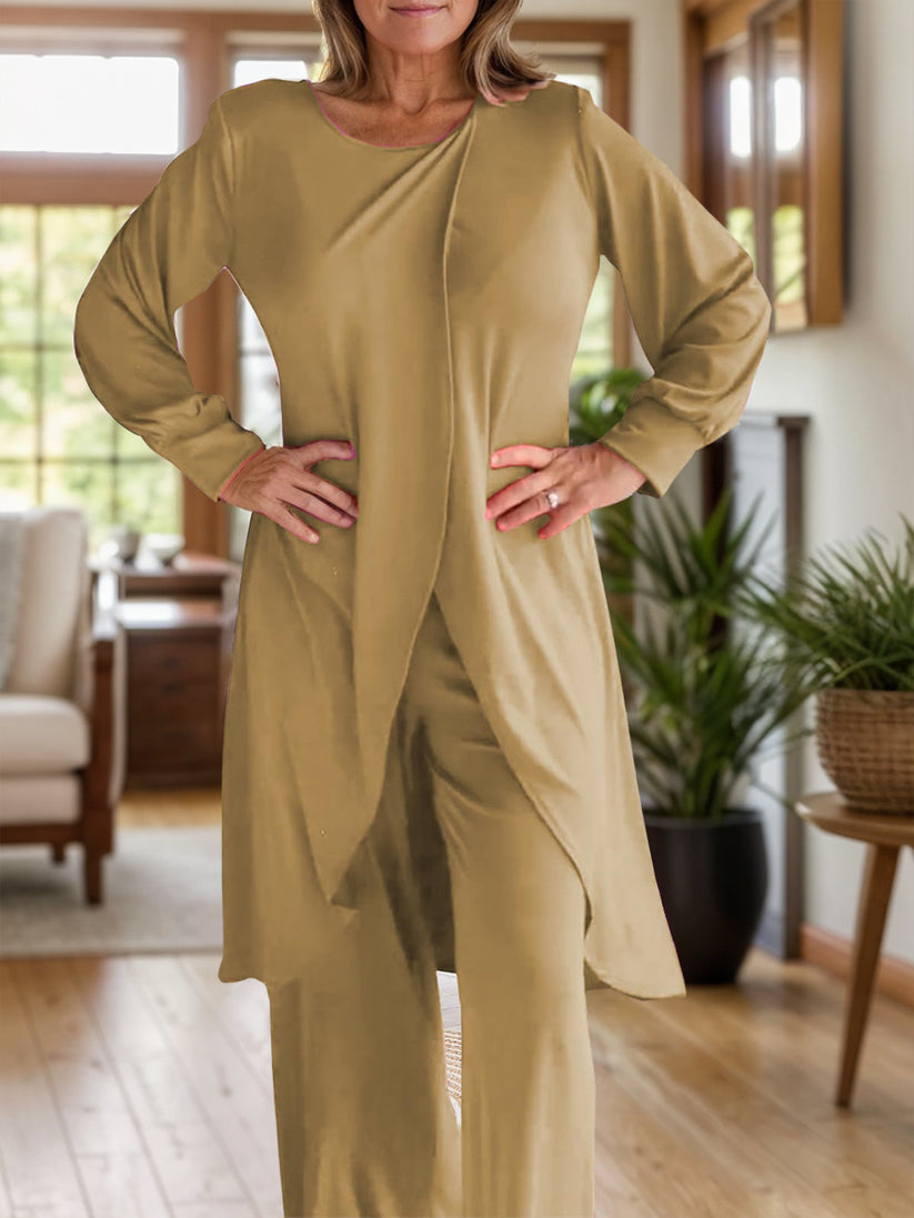 Icone™ ClassicSet: Classique Longue Manches Avec Chic Devant Fente Haut Et Pantalon Ensemble
