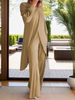 Icone™ ClassicSet: Classique Longue Manches Avec Chic Devant Fente Haut Et Pantalon Ensemble