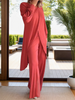 Icone™ ClassicSet: Classique Longue Manches Avec Chic Devant Fente Haut Et Pantalon Ensemble
