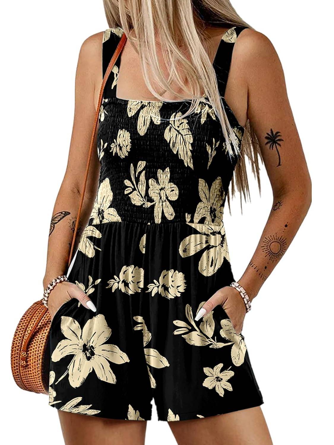 Icone™ SummerRomper: Romper D'Été Sans Manches À Encolure Carrée Pour Femmes