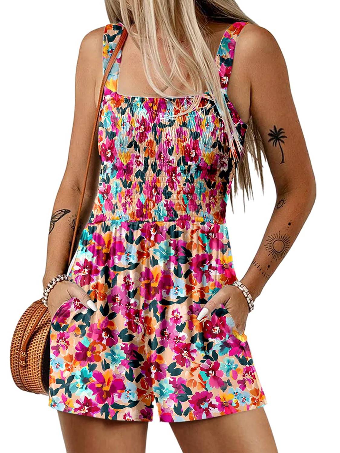 Icone™ SummerRomper: Romper D'Été Sans Manches À Encolure Carrée Pour Femmes
