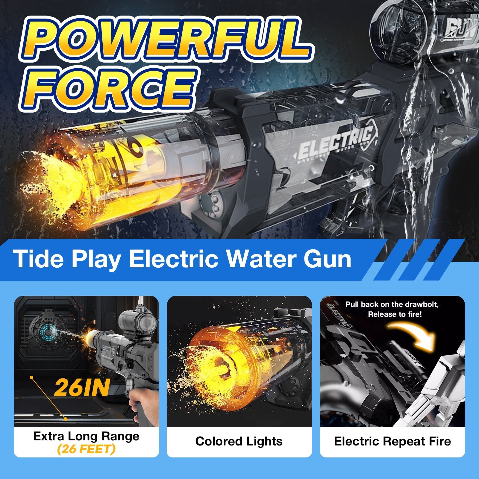 Kletshuts™ WaterGun: Longue Portée Tournage Tir Électrique Eau Pistolet