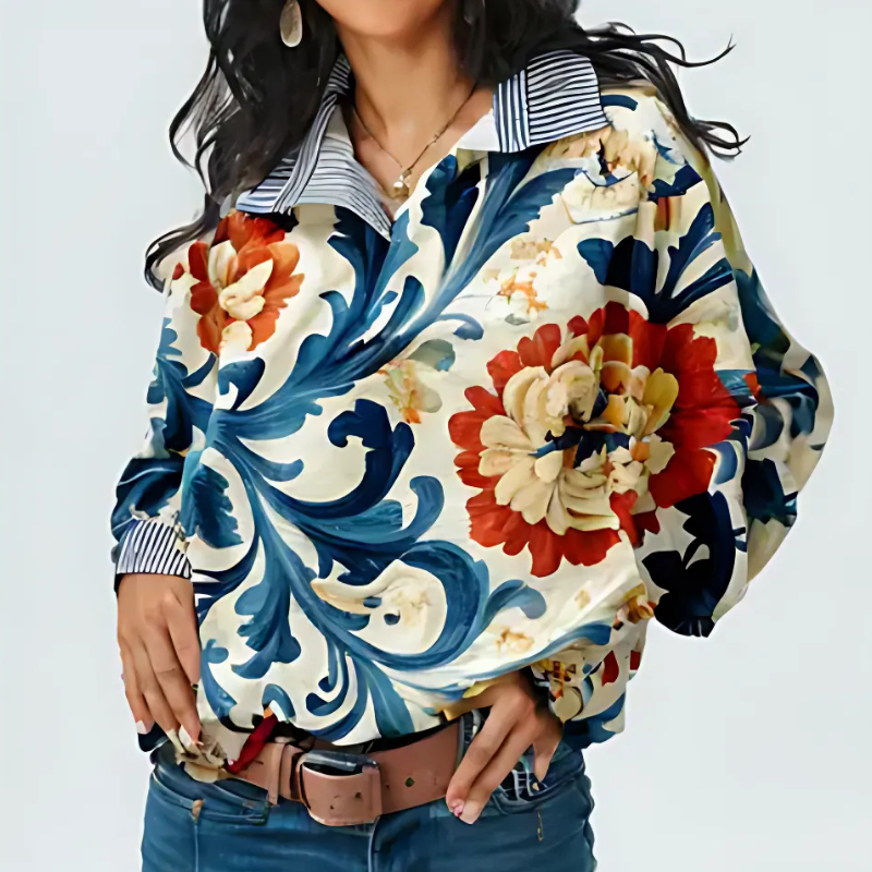Icone™ FormalBlouse: Stylée Manche Longue, Unique Imprimer Blouse Formelle