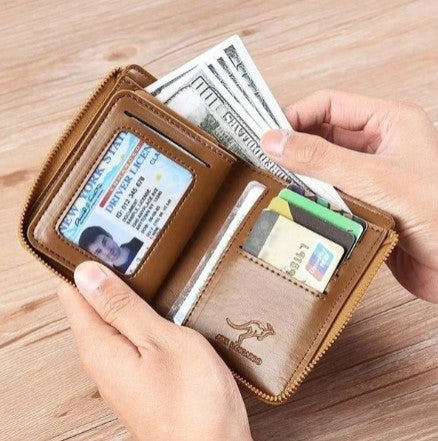 Icone™ ZippyWallet: Portefeuille En Cuir Zippé Pour Homme Avec Protection RFID
