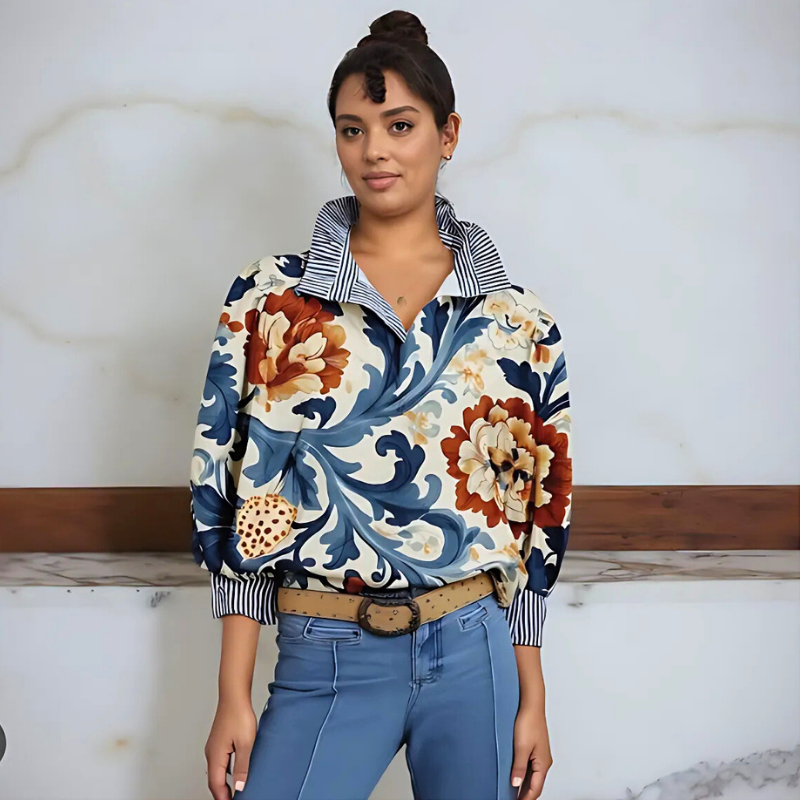 Icone™ FormalBlouse: Stylée Manche Longue, Unique Imprimer Blouse Formelle