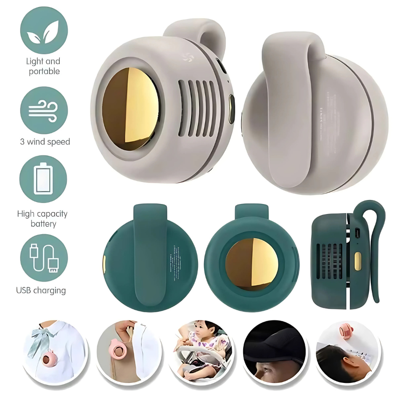 ClipFan - Mini Rechargeable Cou Et Taille Clip Sur Éventail