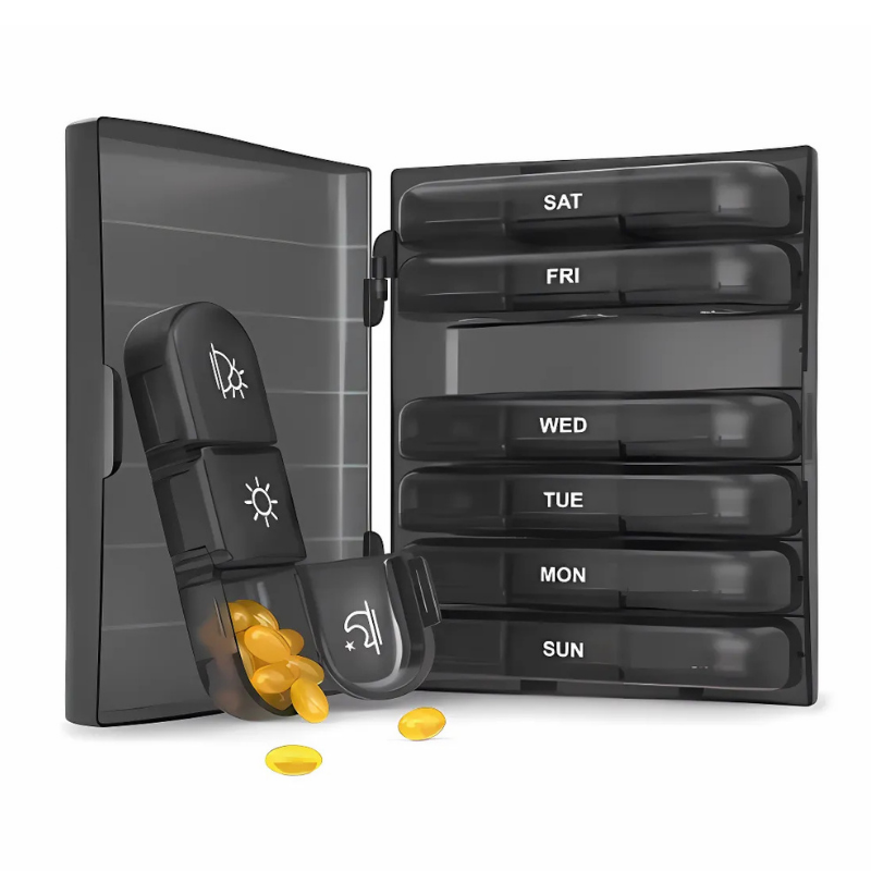 PillOrganizer 1+1 GRATUIT : Organisateur De Pilules Portable Rangement De Médicaments Quotidien Et Hebdomadaire