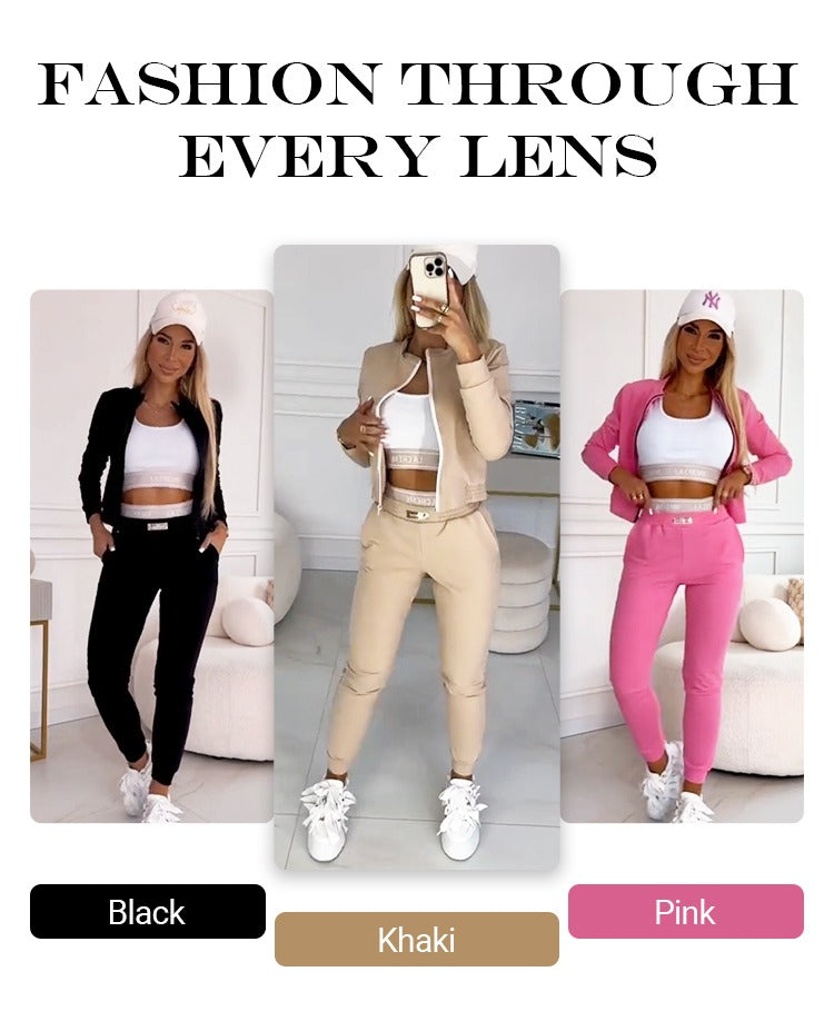 Icone™ OutfitSet: Veste, Débardeur Et Pantalon Ensemble Décontracté Pour Femmes
