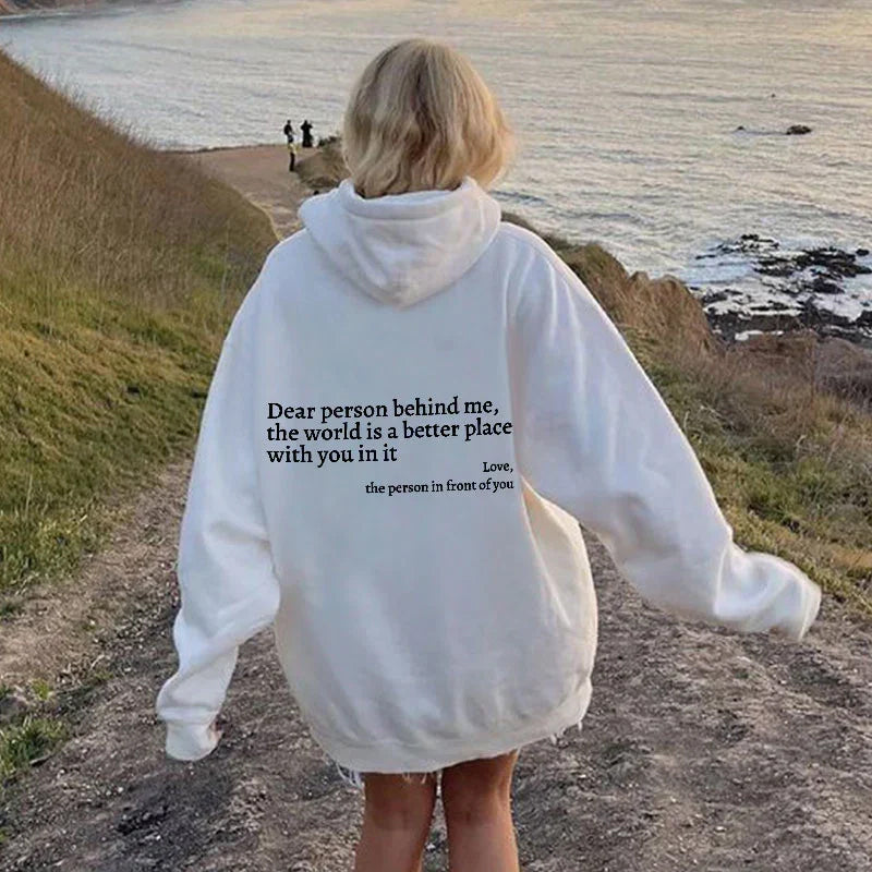 Icone™ DearHoodie: Sweat A Capuche Avec Message Imprimé A L'avant Et A L'arrière