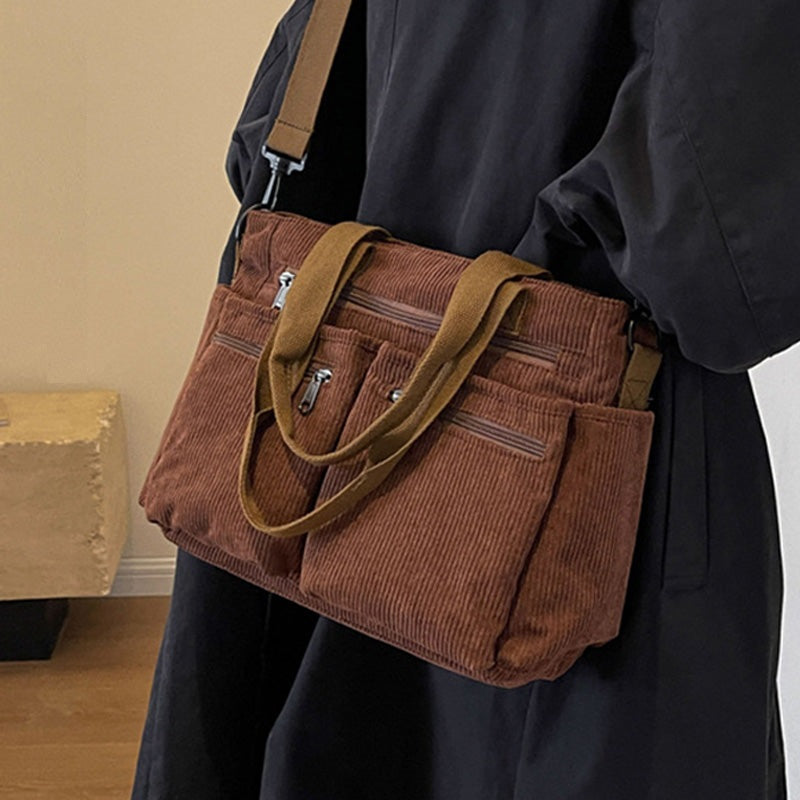 Icone™ CorduroyBag: Grande Capacité Unisexe Vintage Style Velours Côtelé Sac