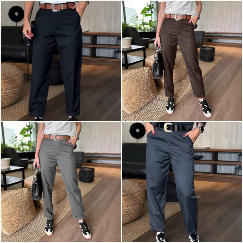 Icone™ ClassyPants: Classique Coupe Droite Taille Haute Pantalon Pour Femmes