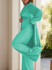 Icone™ ClassicSet: Classique Longue Manches Avec Chic Devant Fente Haut Et Pantalon Ensemble
