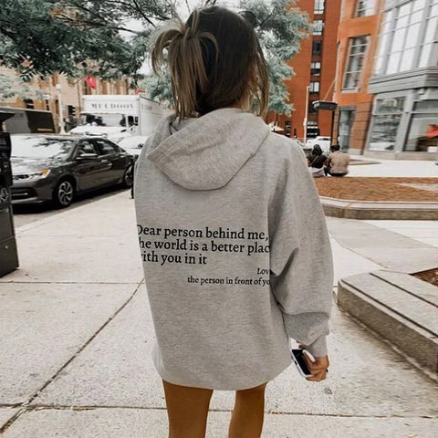 Icone™ DearHoodie: Sweat A Capuche Avec Message Imprimé A L'avant Et A L'arrière