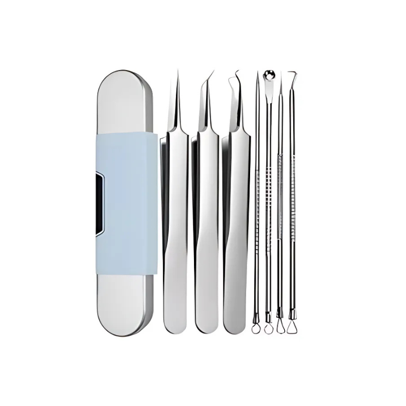 FacialTools - Ensemble D'outils en Acier Inoxydable pour Éliminer les Points Noirs