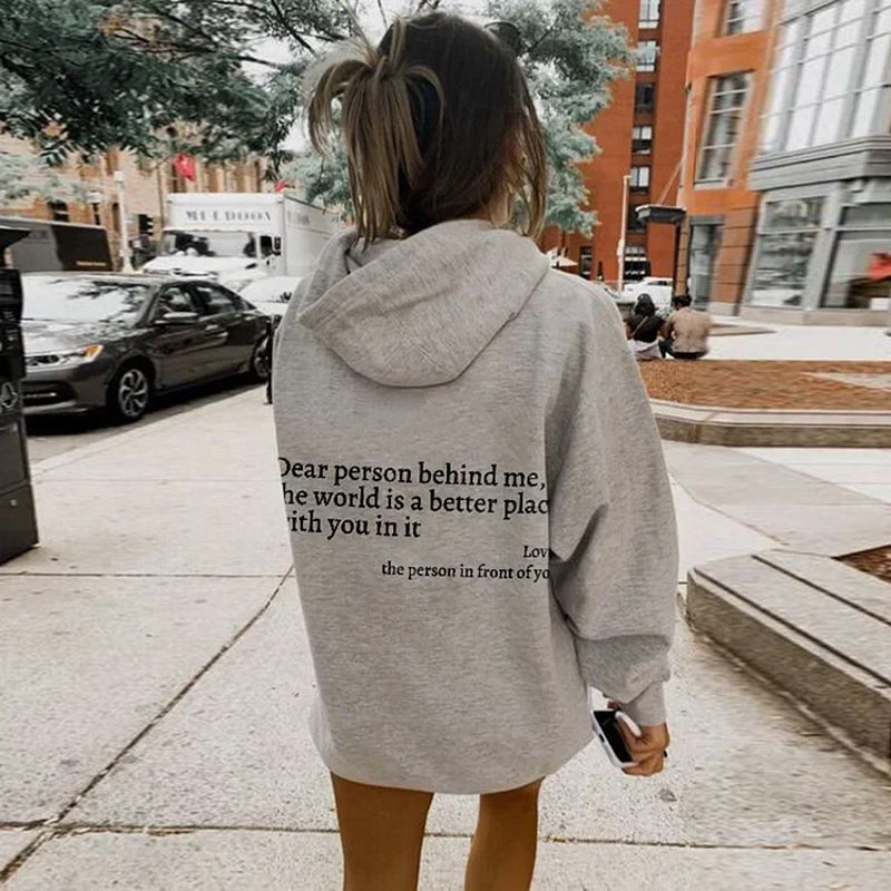 Icone™ DearHoodie: Sweat A Capuche Avec Message Imprimé A L'avant Et A L'arrière