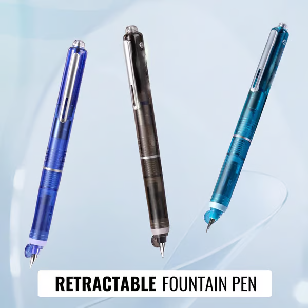 FountainPen - Stylo Plume Rétractable Et Rechargeable Avec Cartouches D'Encre