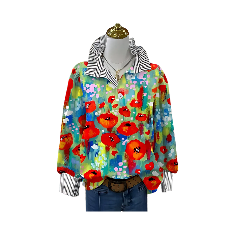 Icone™ FormalBlouse: Stylée Manche Longue, Unique Imprimer Blouse Formelle