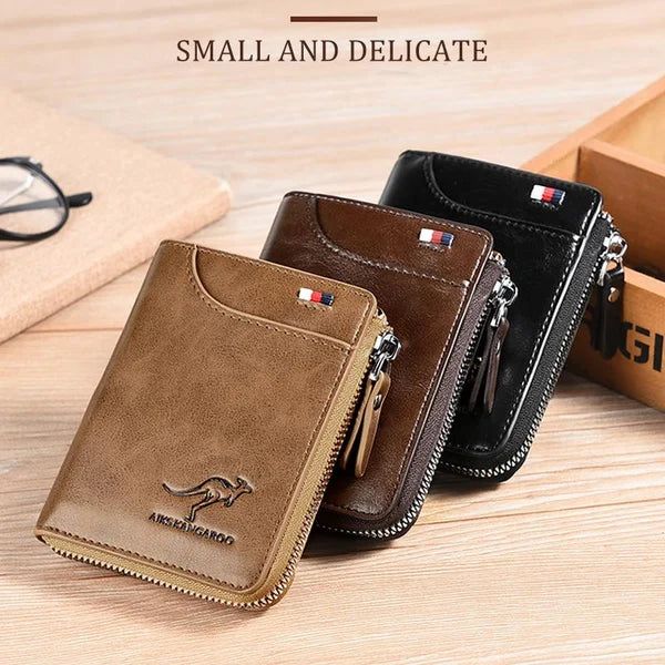 Icone™ ZippyWallet: Portefeuille En Cuir Zippé Pour Homme Avec Protection RFID
