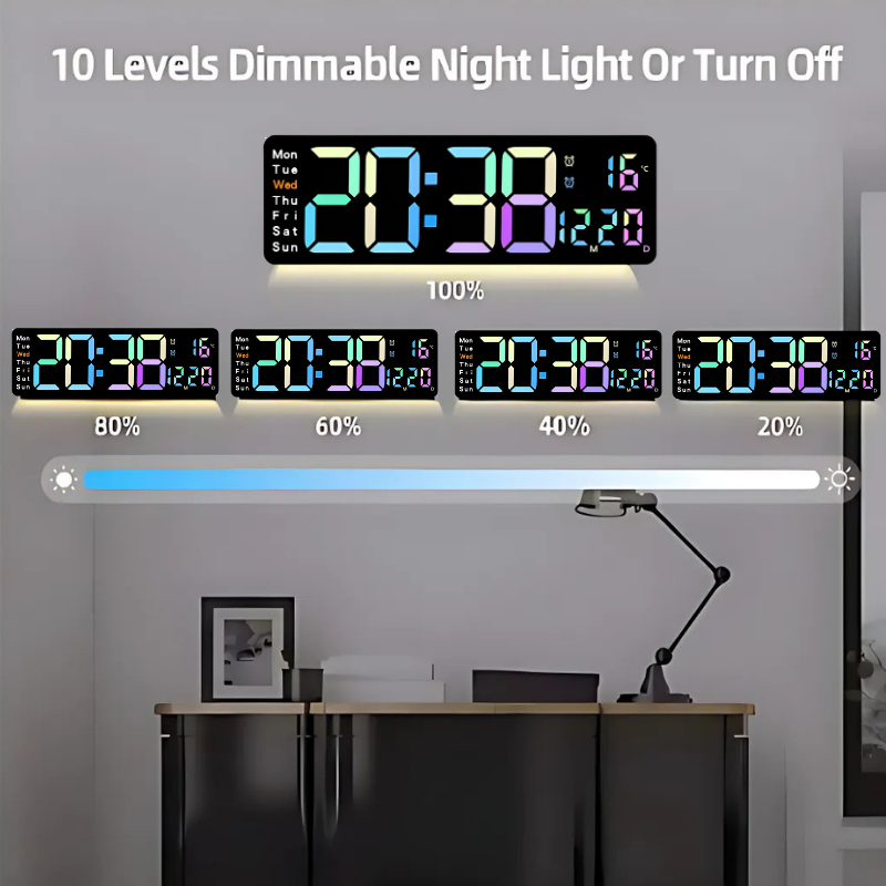 Globetrek° DigitalClock: Grand LED-Ecran Affichage Horloge Numérique