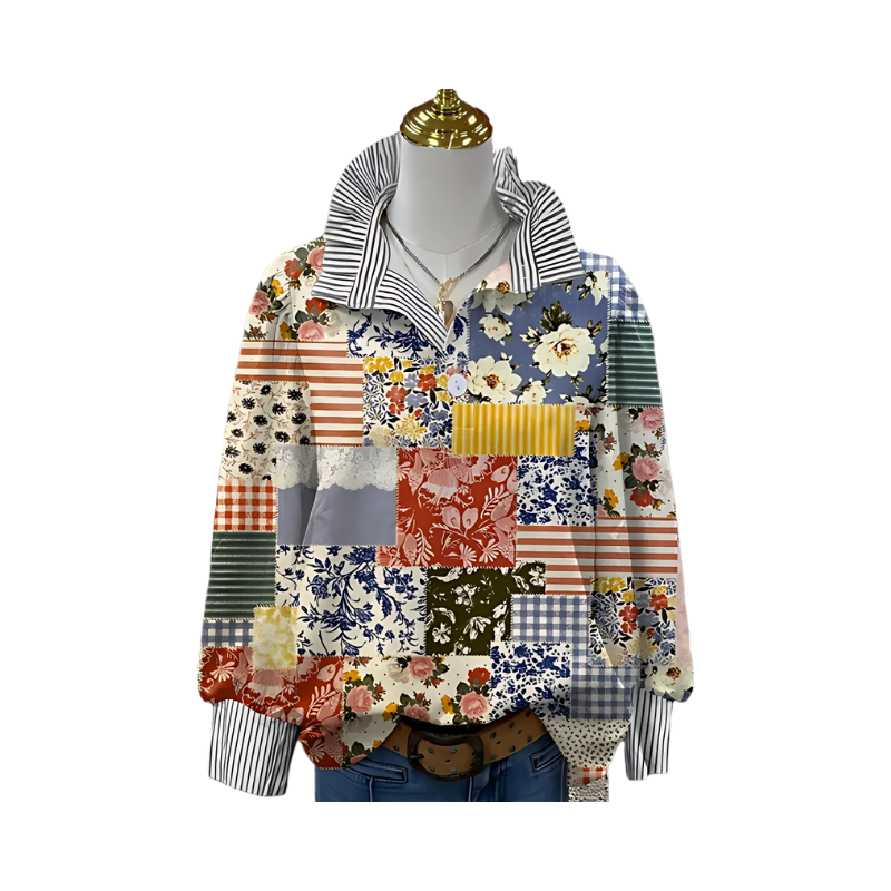 Icone™ FormalBlouse: Stylée Manche Longue, Unique Imprimer Blouse Formelle