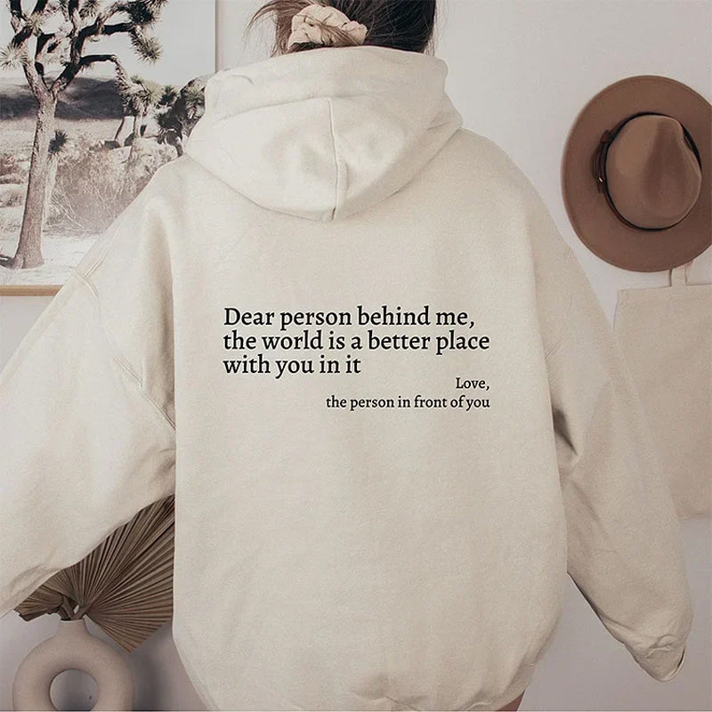 Icone™ DearHoodie: Sweat A Capuche Avec Message Imprimé A L'avant Et A L'arrière