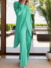 Icone™ ClassicSet: Classique Longue Manches Avec Chic Devant Fente Haut Et Pantalon Ensemble