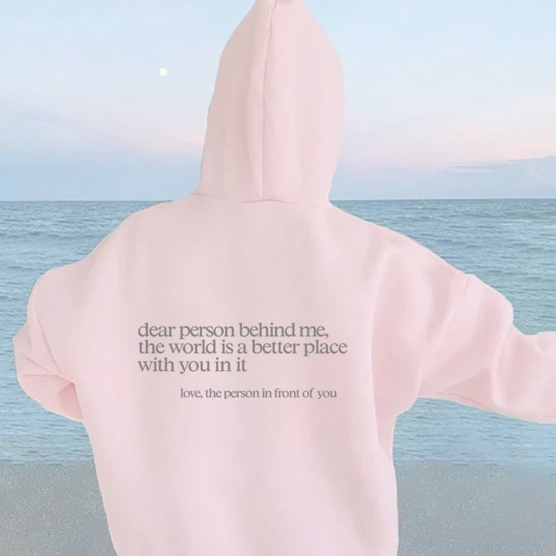 Icone™ DearHoodie: Sweat A Capuche Avec Message Imprimé A L'avant Et A L'arrière
