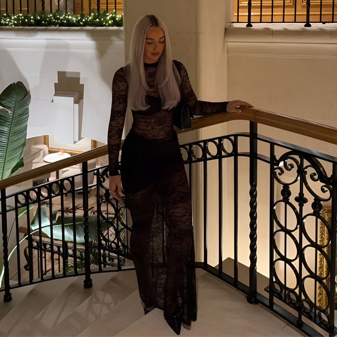Icone™ LaceDress: Sexy Ajusté Confortable Col Rond Robe En Dentelle