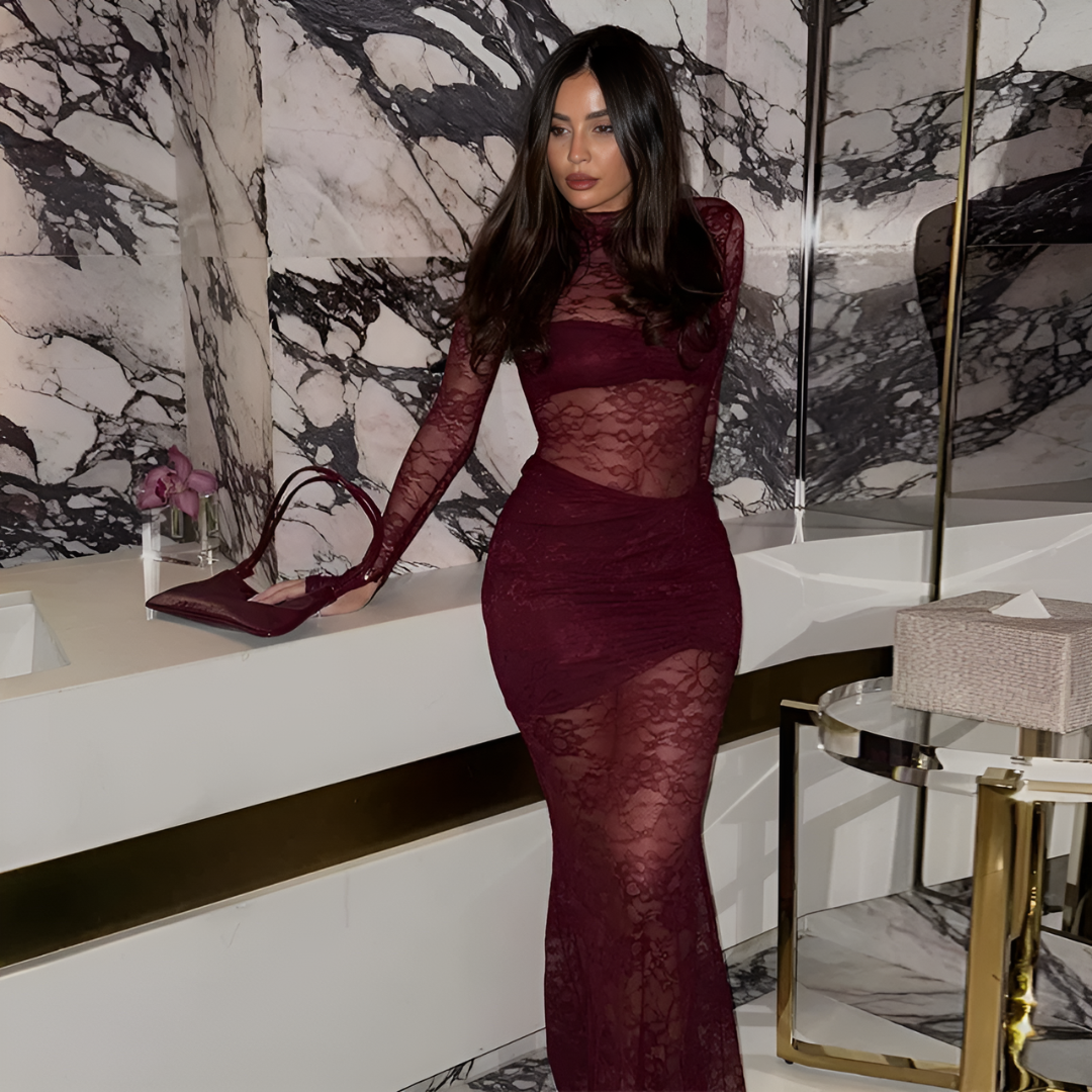 Icone™ LaceDress: Sexy Ajusté Confortable Col Rond Robe En Dentelle