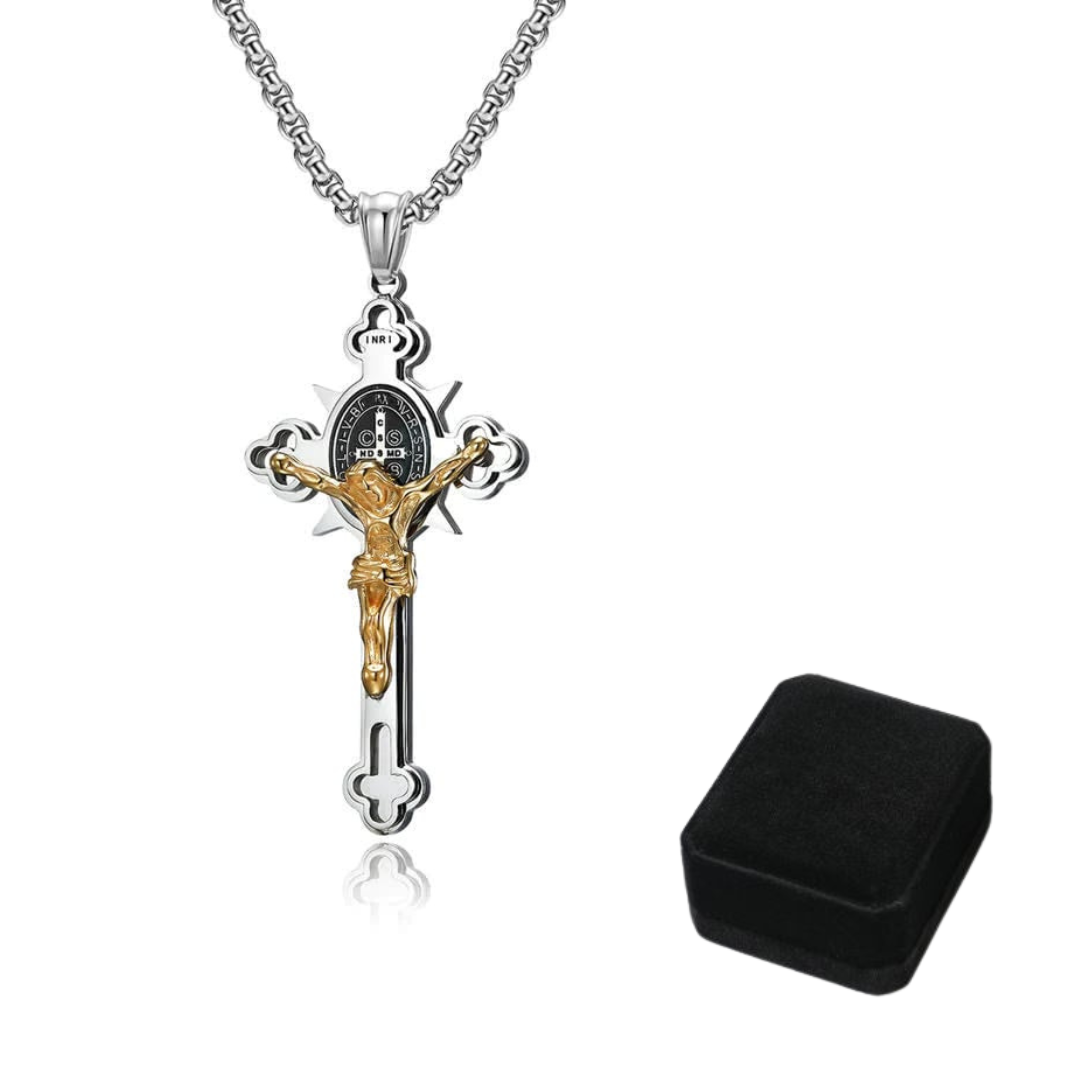 Jewelance™ CrossProtection 1+1 GRATUIT : Protection Spirituelle Croix Pendentif Collier Avec Coffret Cadeau