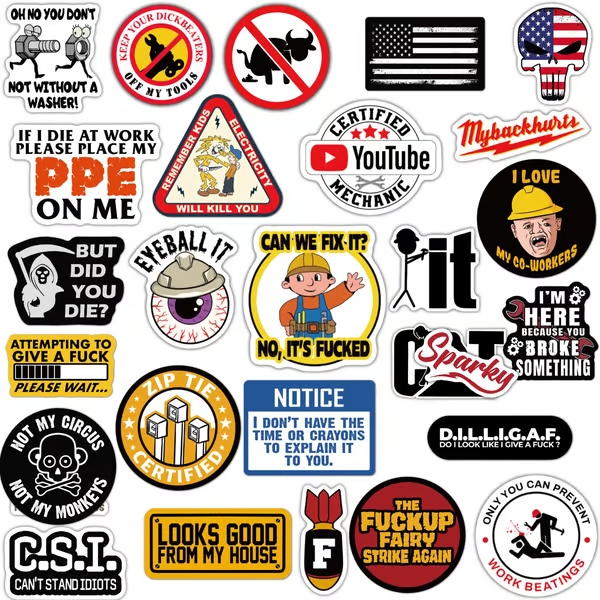 FunnyStickers: Pack D'Autocollants Imperméables Amusants A Col Bleu