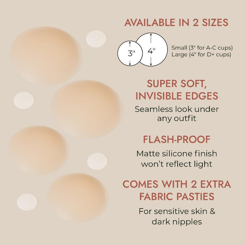 Icone™ NippleCover 1+1 GRATUIT : Cache-Mamelons Adhésifs Fins En Silicone Mat