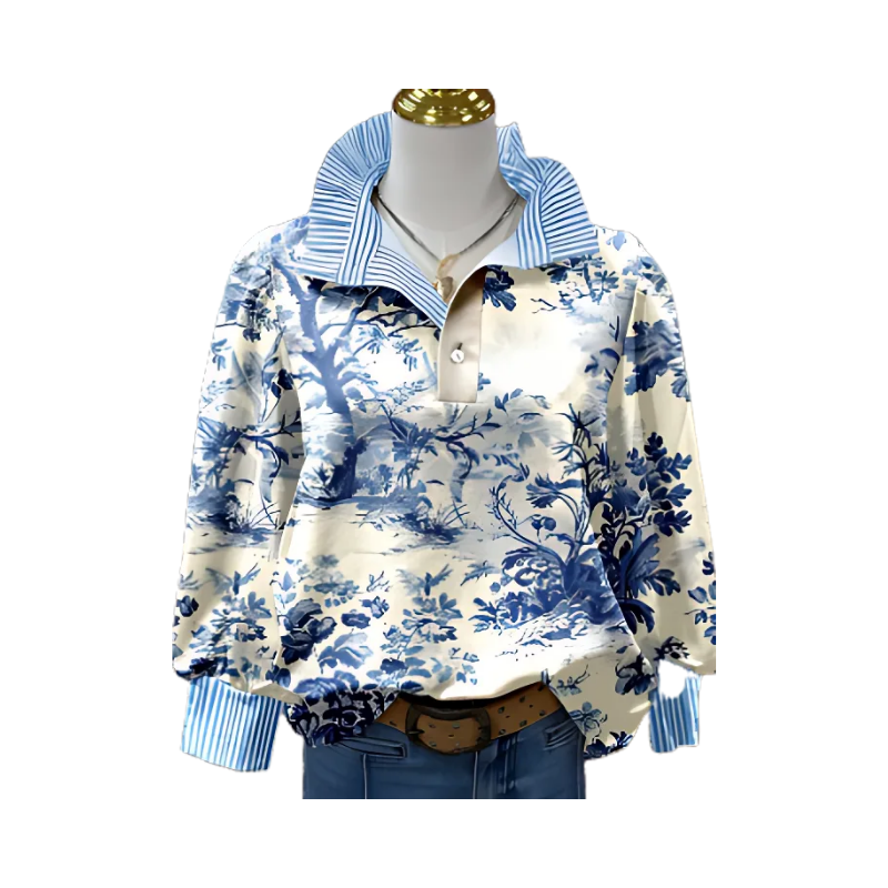 Icone™ FormalBlouse: Stylée Manche Longue, Unique Imprimer Blouse Formelle