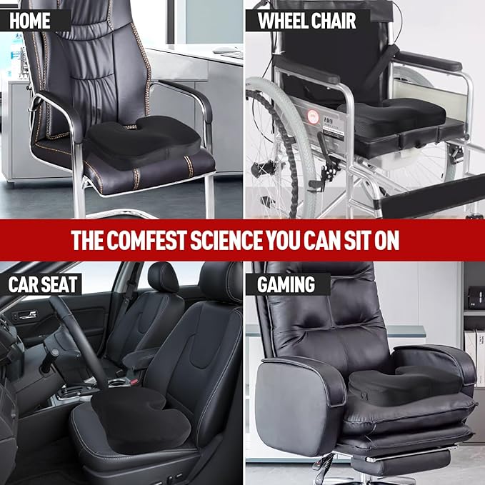 SeatRelief – Coussin De Siège En Mousse À Mémoire De Forme Pour Le Soulagement Du Coccyx