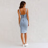Icone™ DenimDress: Robe Ajustée En Denim Avec Fente Et Bretelles Réglables