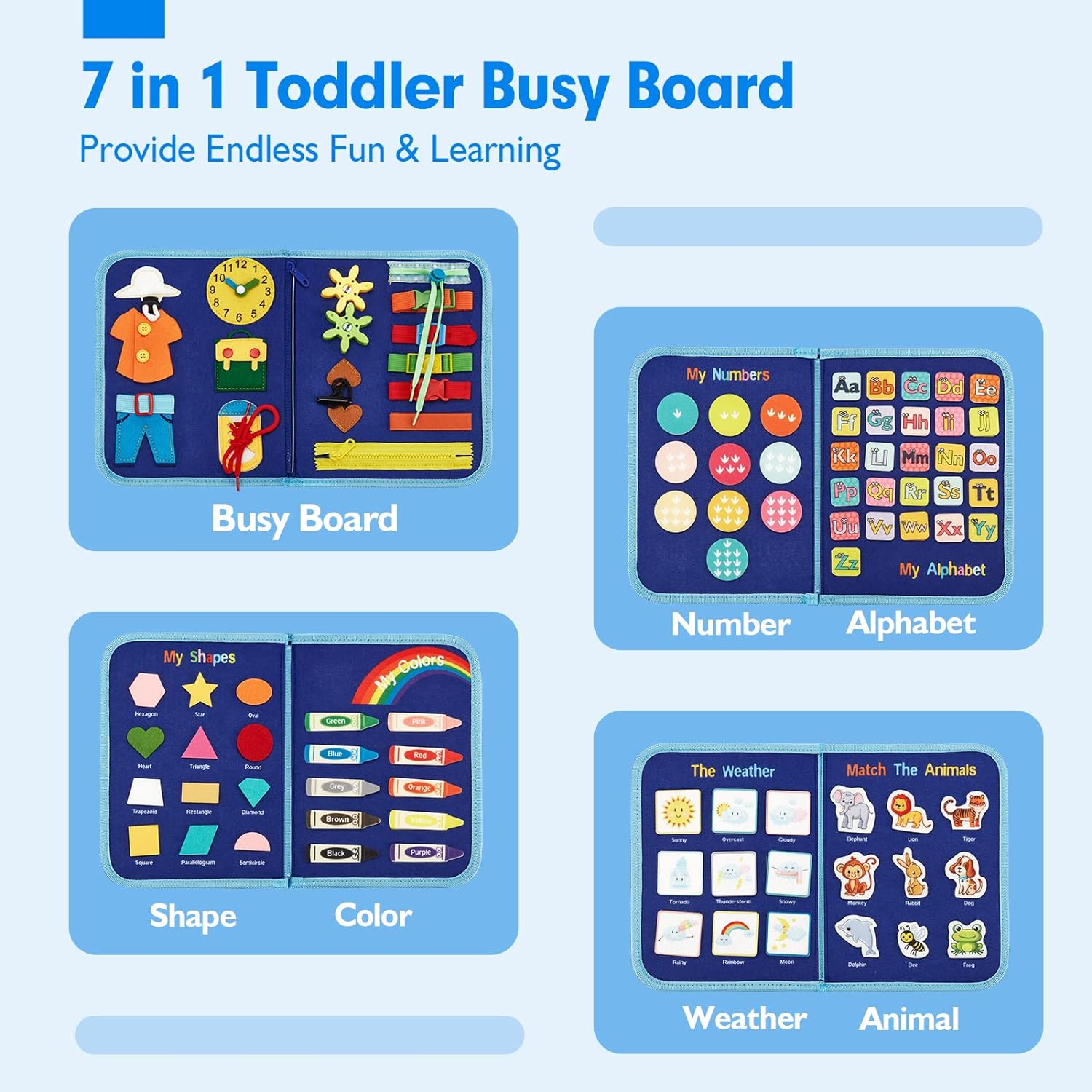 Kletshuts™ BusyBoard: Sensoriel Compétences Motrices Fines Montessori Éducatif Tableau D'Activités