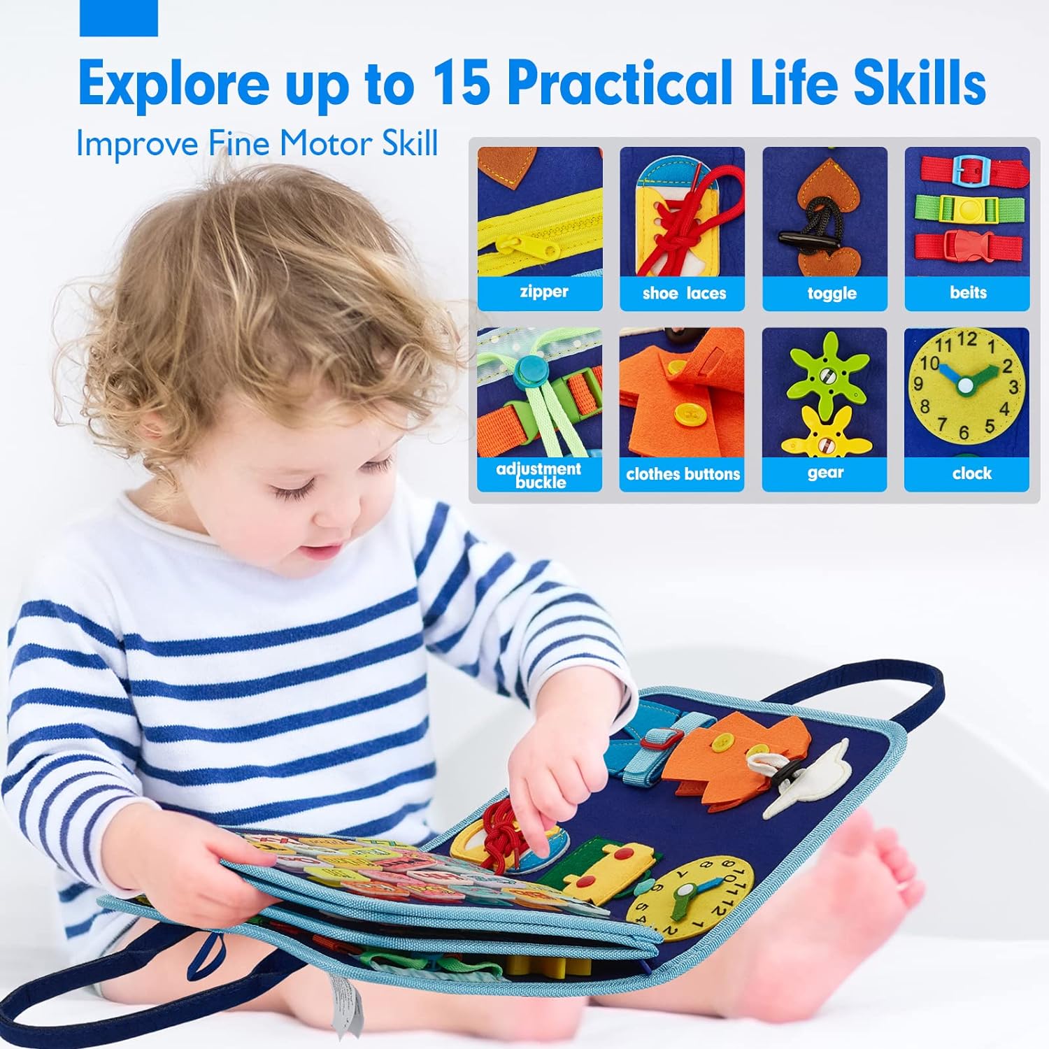Kletshuts™ BusyBoard: Sensoriel Compétences Motrices Fines Montessori Éducatif Tableau D'Activités