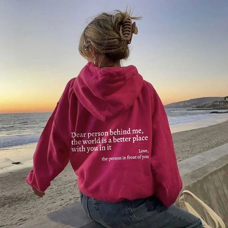 Icone™ DearHoodie: Sweat A Capuche Avec Message Imprimé A L'avant Et A L'arrière