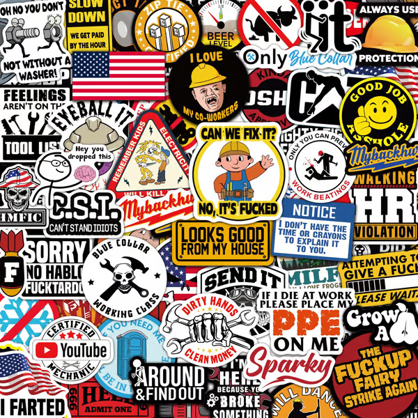FunnyStickers: Pack D'Autocollants Imperméables Amusants A Col Bleu
