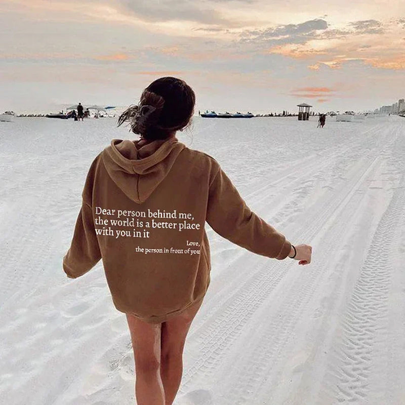 Icone™ DearHoodie: Sweat A Capuche Avec Message Imprimé A L'avant Et A L'arrière