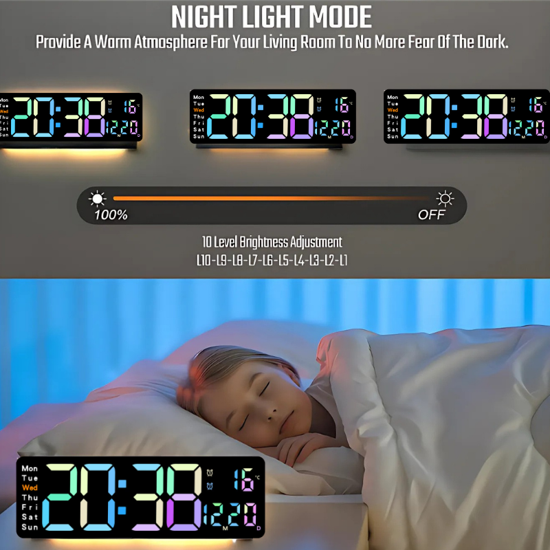 Globetrek° DigitalClock: Grand LED-Ecran Affichage Horloge Numérique