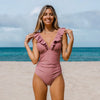 Icone™ ElegantSwimsuit: Design Plissé Élégant Encolure En V Contrôle Du Ventre Maillot De Bain