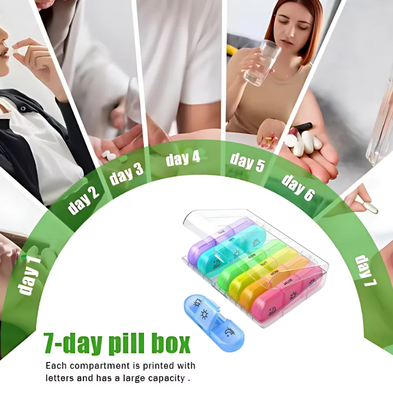 PillOrganizer 1+1 GRATUIT : Organisateur De Pilules Portable Rangement De Médicaments Quotidien Et Hebdomadaire