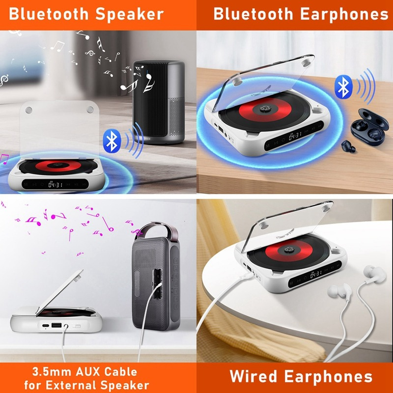 CDPlayer: Portable Bluetooth Et Filaire Lecteur CD
