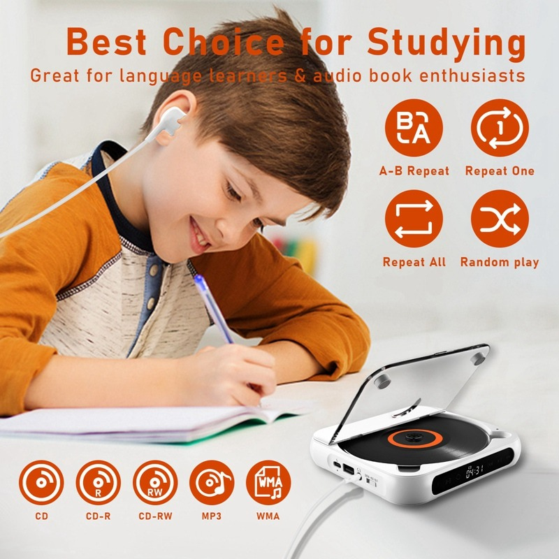 CDPlayer: Portable Bluetooth Et Filaire Lecteur CD