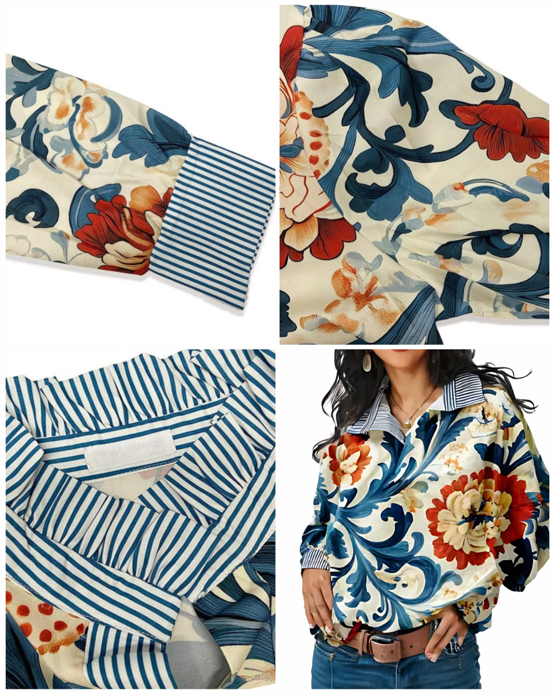 Icone™ FormalBlouse: Stylée Manche Longue, Unique Imprimer Blouse Formelle