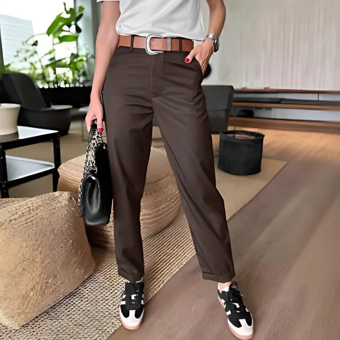 Icone™ ClassyPants: Classique Coupe Droite Taille Haute Pantalon Pour Femmes