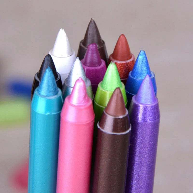 WaterproofEyeliner - Crayon Eye-liner Longue Tenue Waterproof, Set de 12 pièces