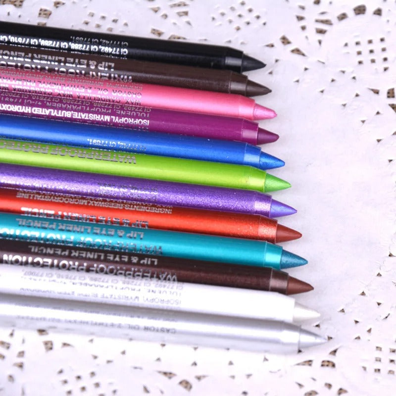 WaterproofEyeliner - Crayon Eye-liner Longue Tenue Waterproof, Set de 12 pièces