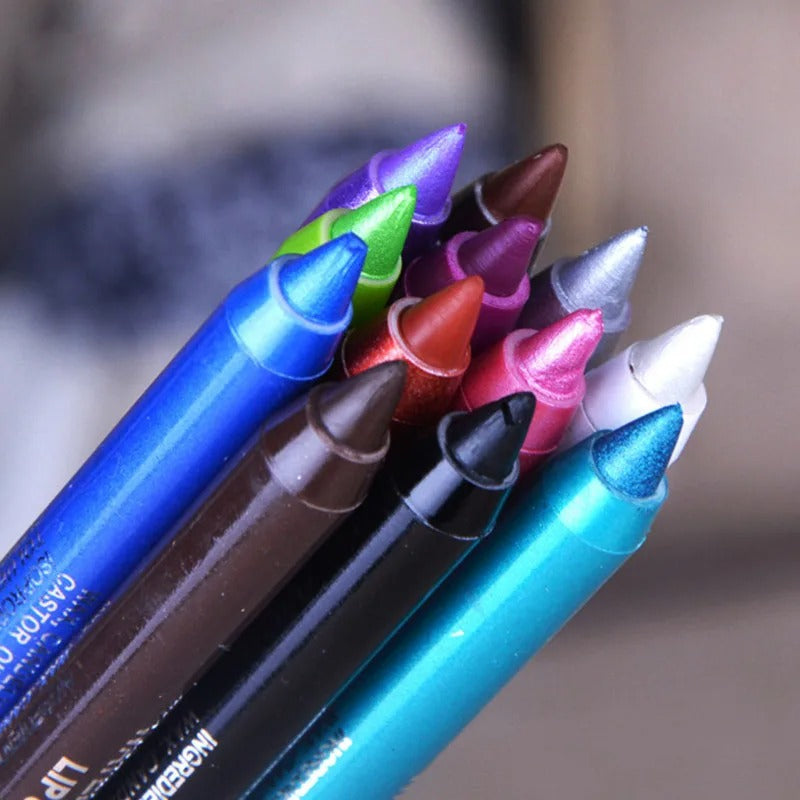 WaterproofEyeliner - Crayon Eye-liner Longue Tenue Waterproof, Set de 12 pièces